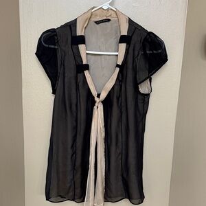 Black Halo Black and Tan Sheer Blouse size 4